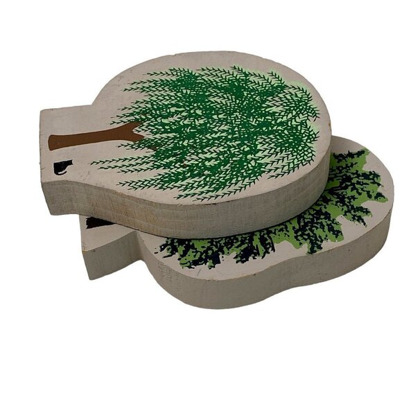 Wooden Trees Village Figurines Mini Accessory About 4" High - Picture 4 of 11